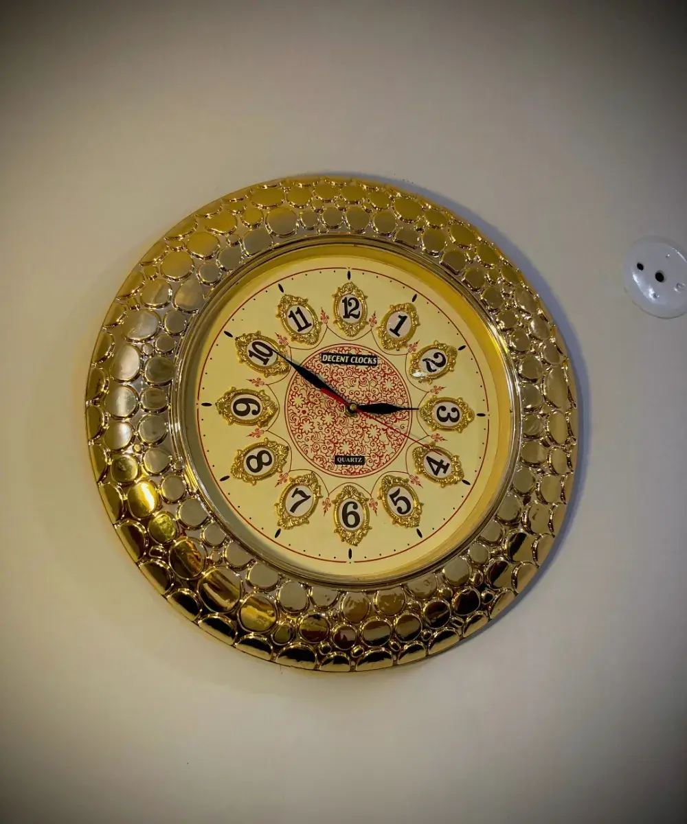 Decorative wall clock with royal golden design for modern home decor
