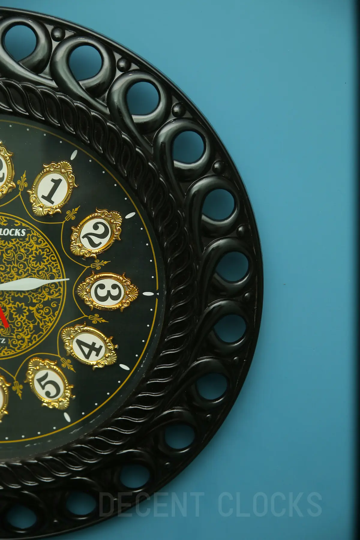 Black Decorative Wall Clock with Golden Floral Design🌼🖤 - Image 4